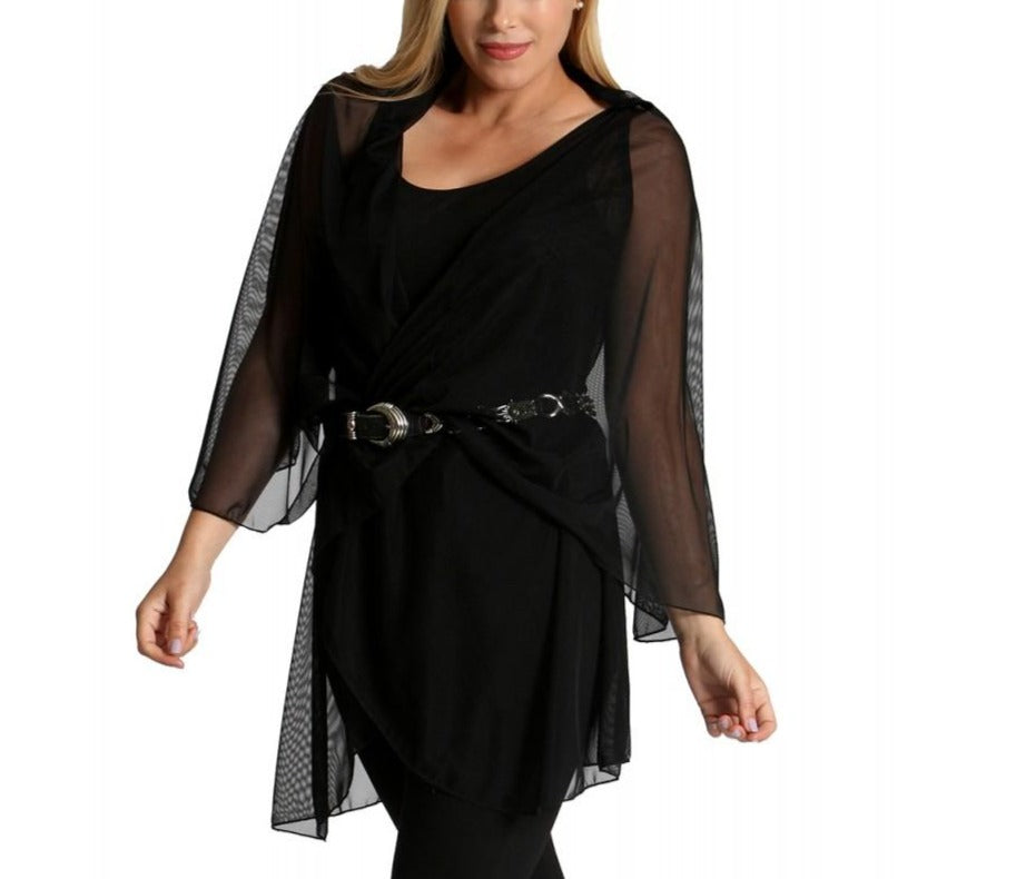 Ashley Stewart InstantFigure Short Mesh Coverup Black