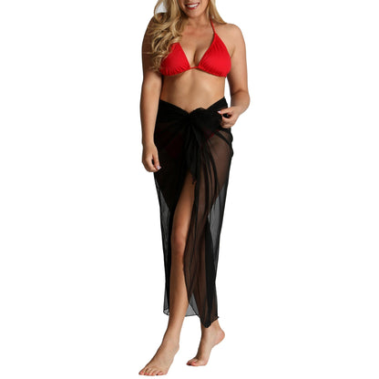 Ashley Stewart InstantFigure Long Mesh Cover Up Sarong Black