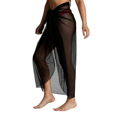 Ashley Stewart InstantFigure Long Mesh Cover Up Sarong Black