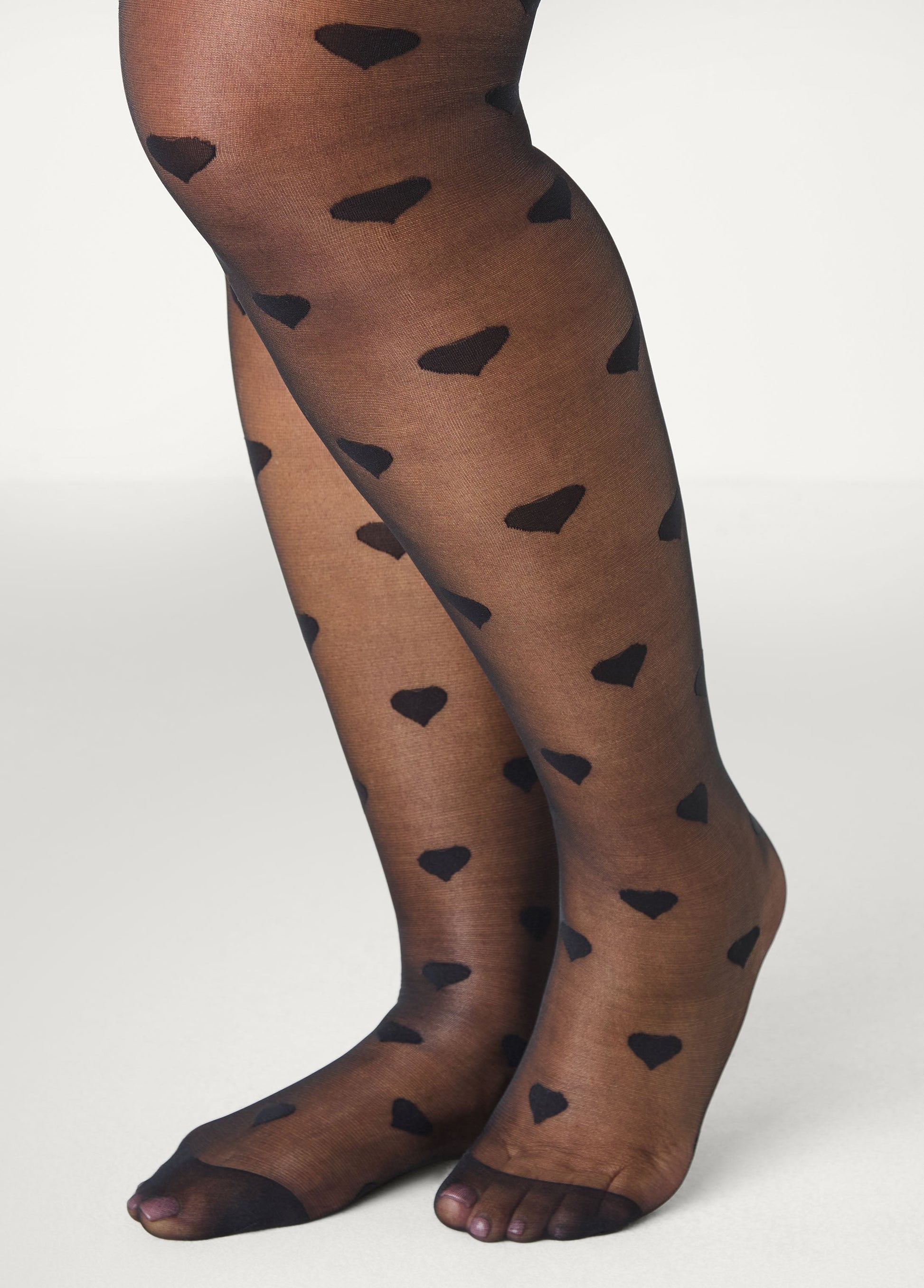 Ashley Stewart Hearts Footed Tights Black