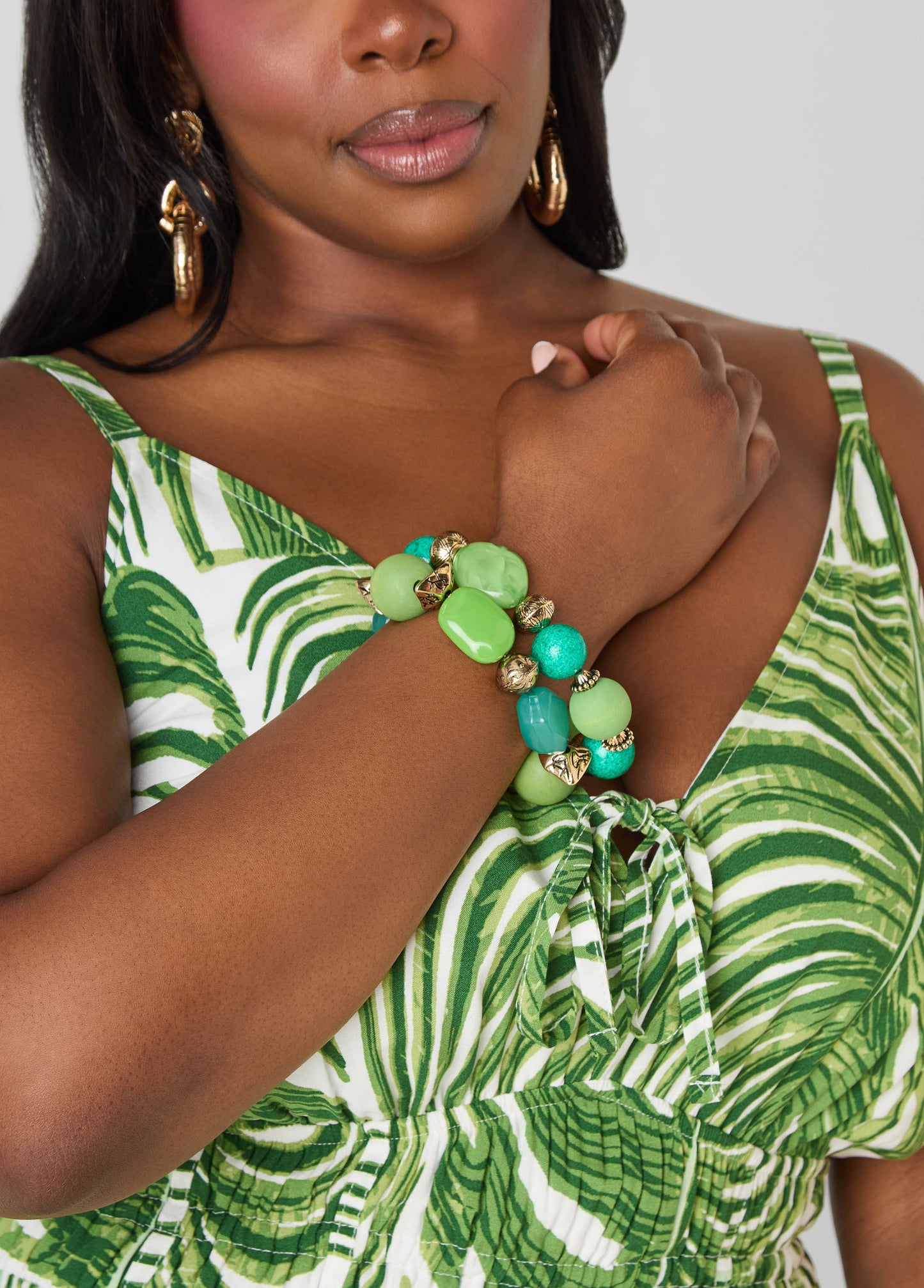 Ashley Stewart Textured Beaded Bracelet Set Multi
