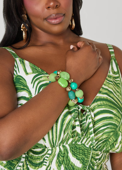 Ashley Stewart Textured Beaded Bracelet Set Multi