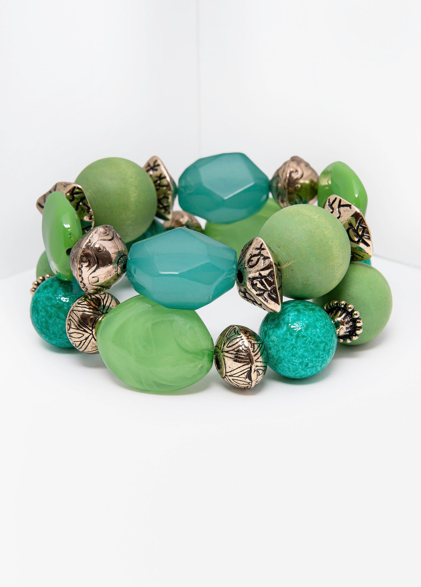 Ashley Stewart Textured Beaded Bracelet Set Multi