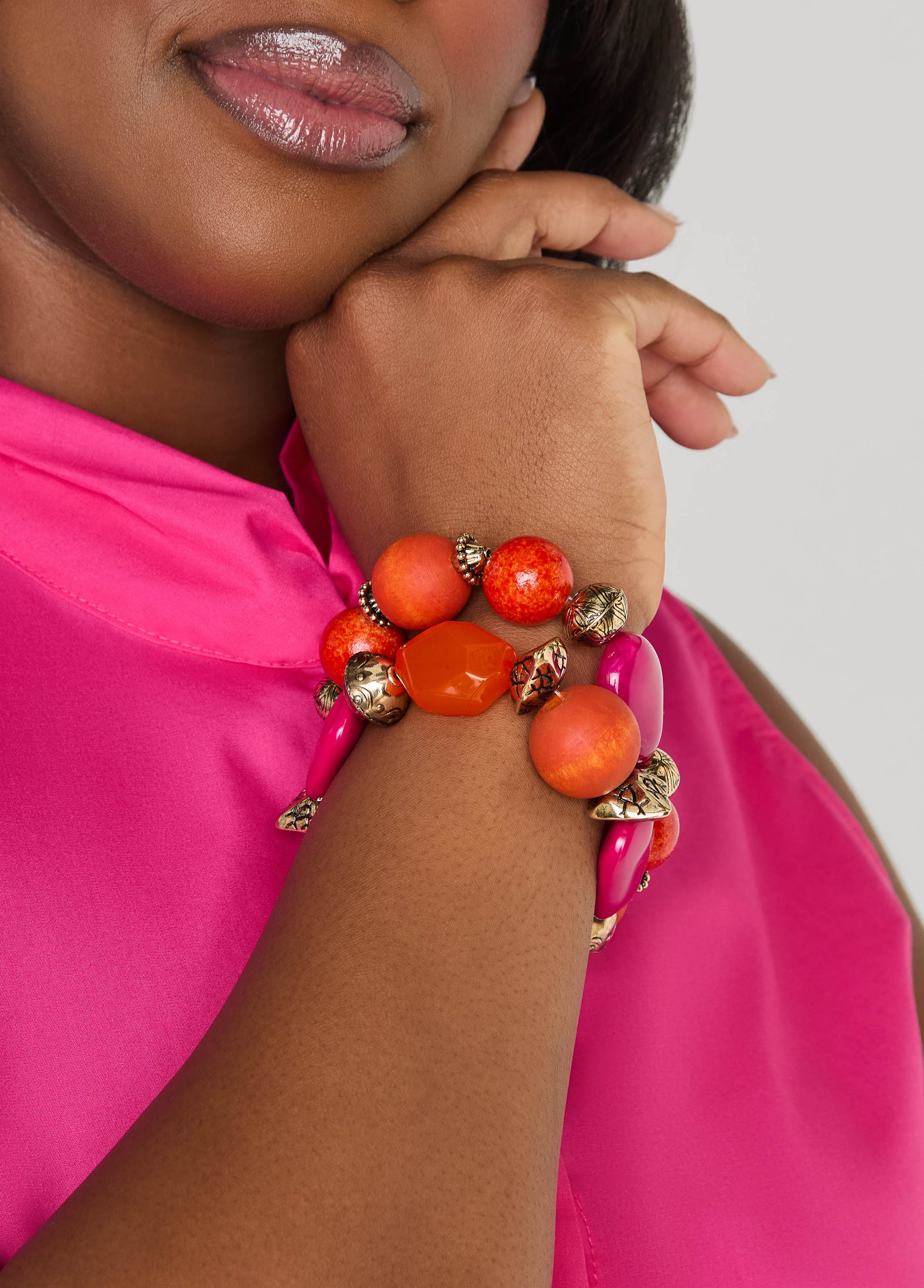 Ashley Stewart Textured Beaded Bracelets Multi
