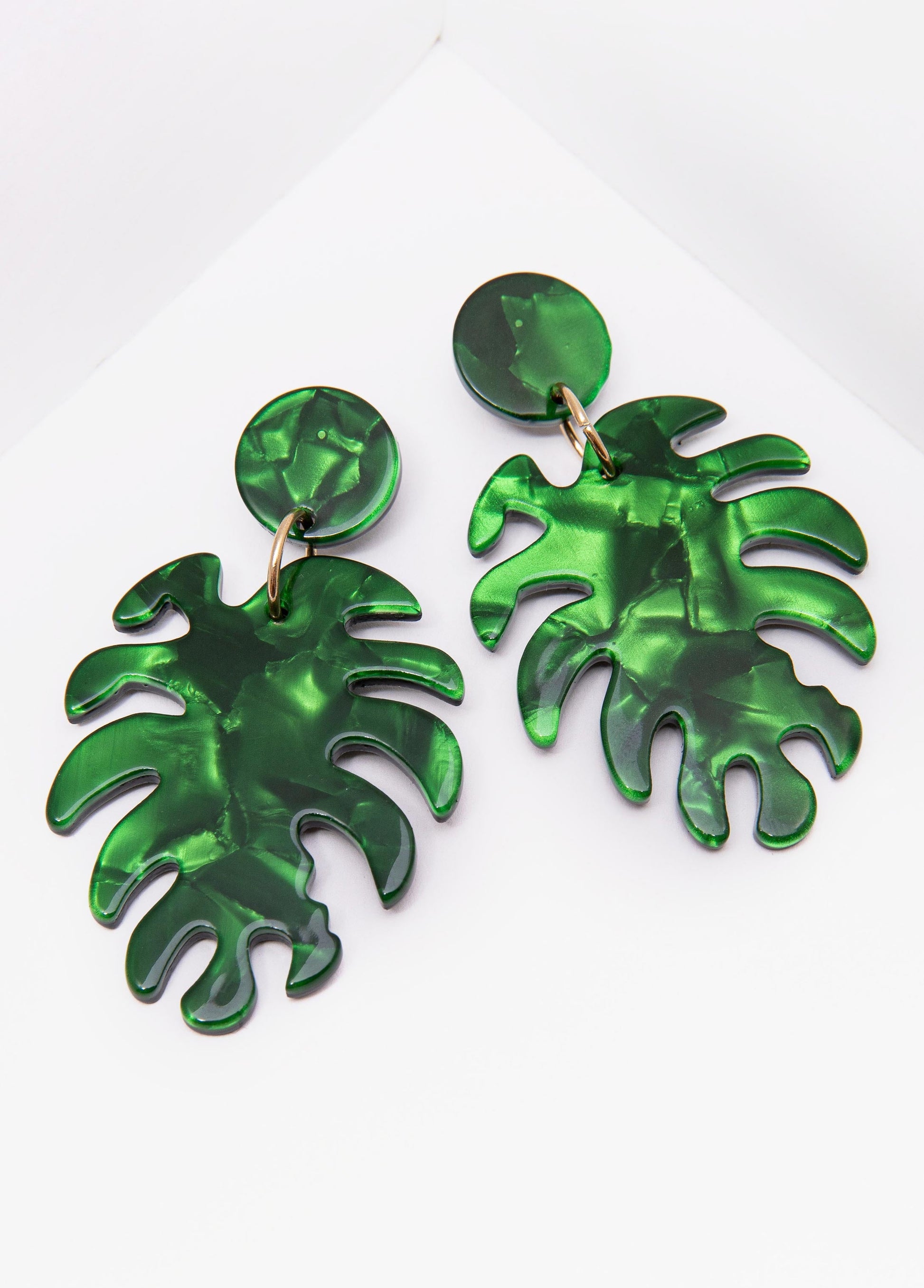 Ashley Stewart Marble Leaf Earrings Bud Green