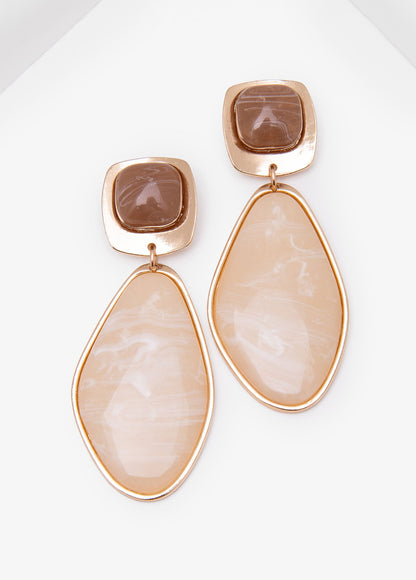 Ashley Stewart Marbled Stone Earrings Natural