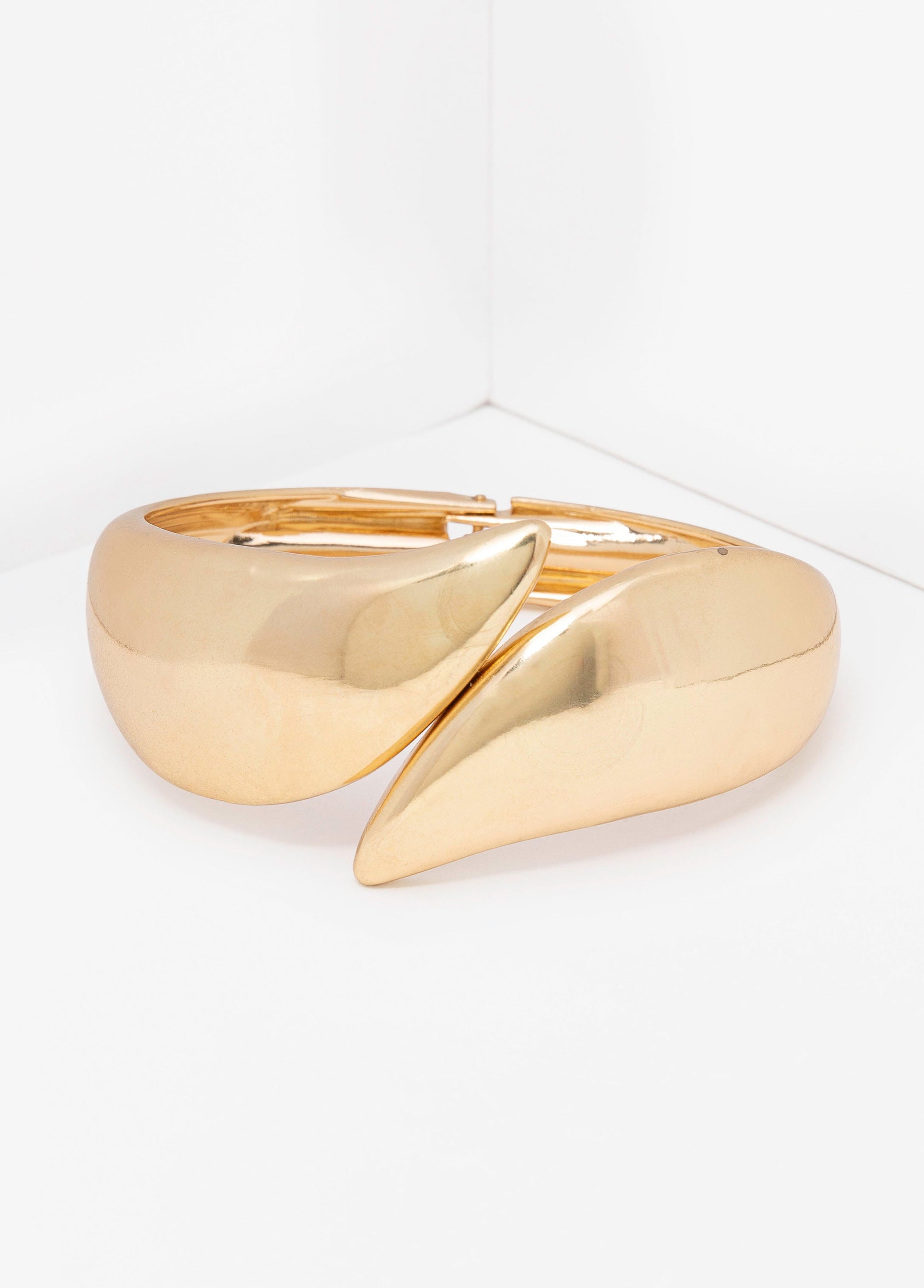 Ashley Stewart Gold Tone Hinged Cuff Gold