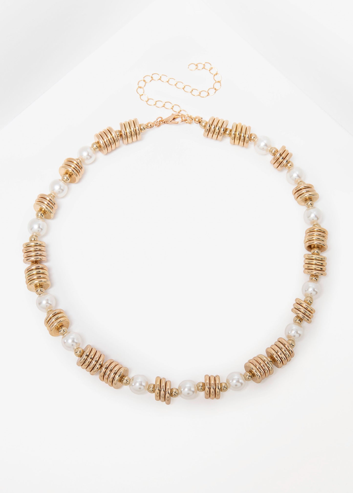 Ashley Stewart Gold Stone And Faux Pearl Necklace Multi