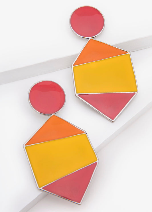 Ashley Stewart Dangle Colorblocked Earrings Multi