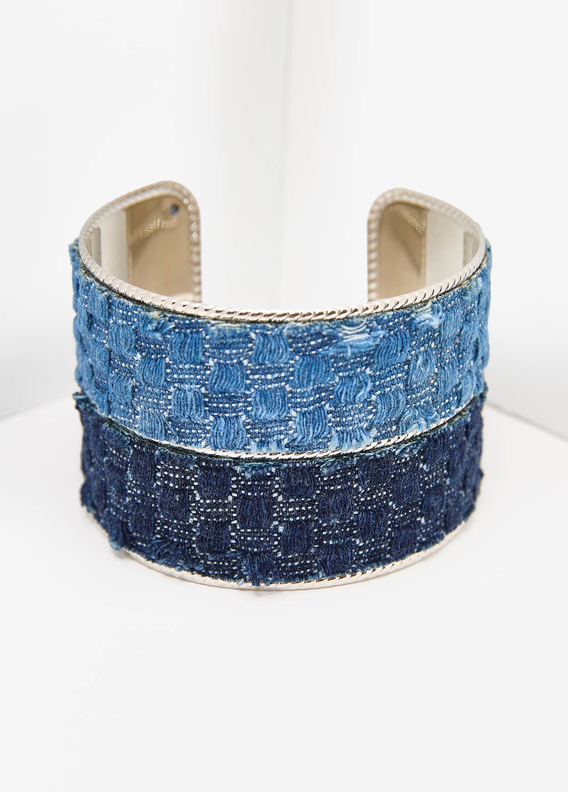 Ashley Stewart Two Tone Quilted Denim Cuff Denim