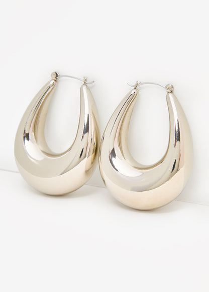 Ashley Stewart Puff Hoop Earrings Silver