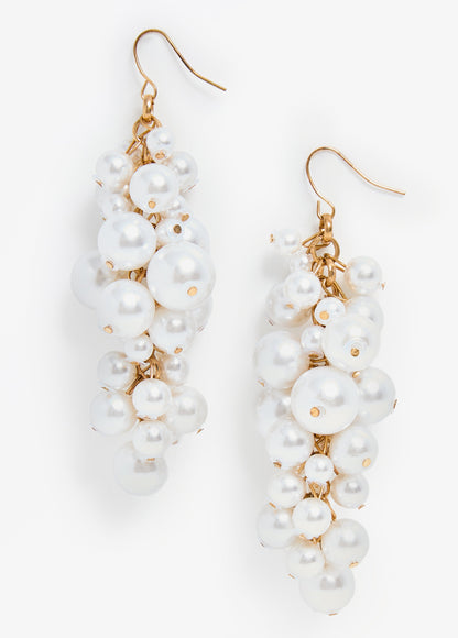 Ashley Stewart Cluster Faux Pearl Earrings Pearl