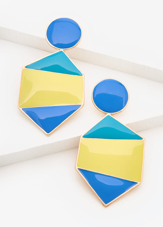 Ashley Stewart Dangle Colorblock Earrings Multi