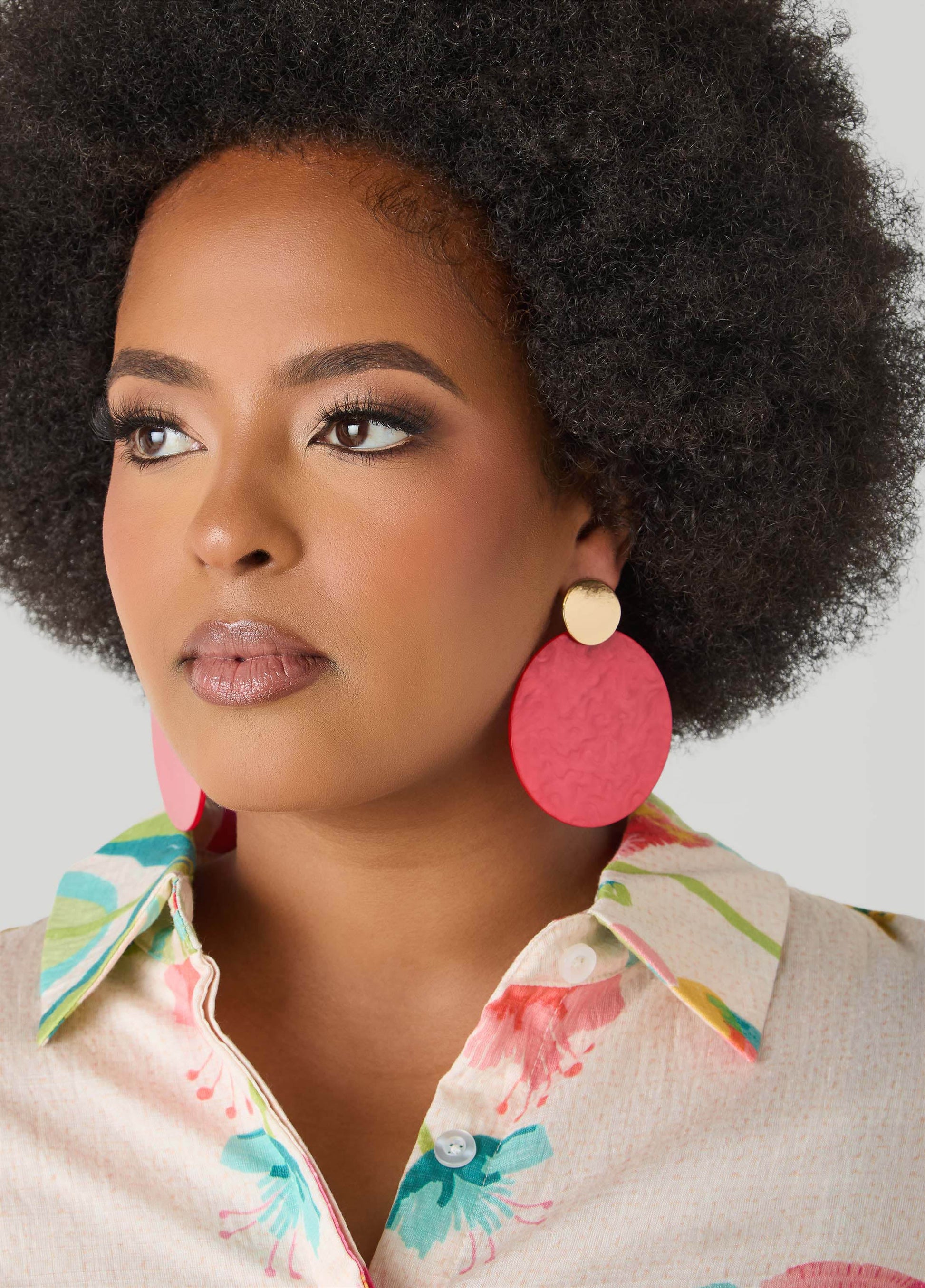 Ashley Stewart Marbled Disk Earrings Calypso Coral