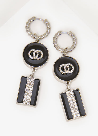 Ashley Stewart Embellished Rings Drop Earrings Black