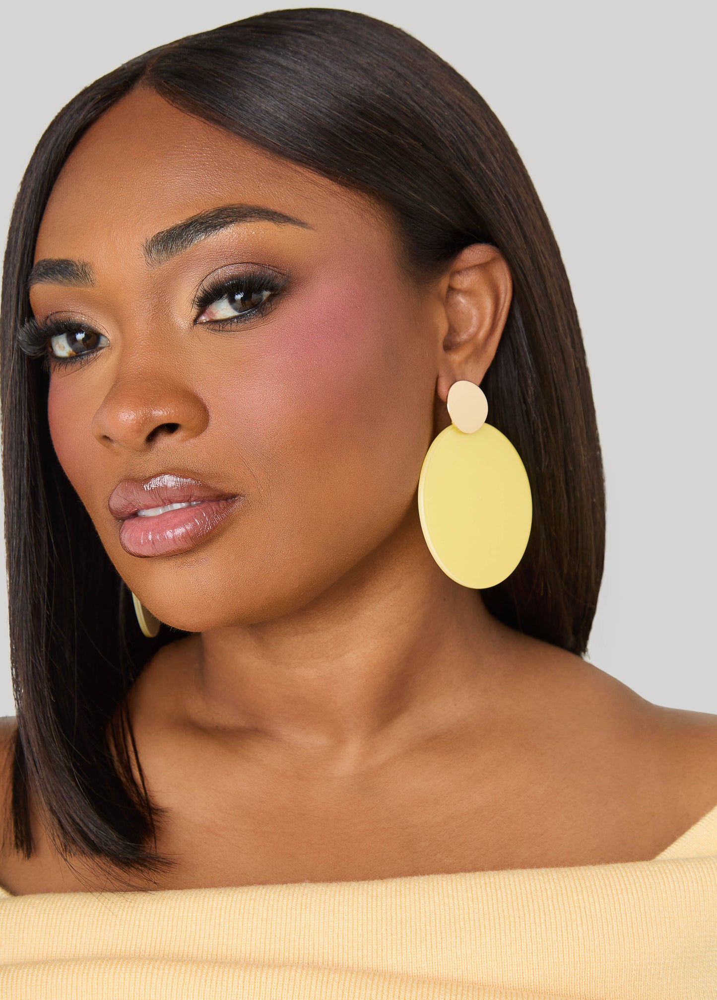 Ashley Stewart Glittered Disk Earrings Spectra Yellow