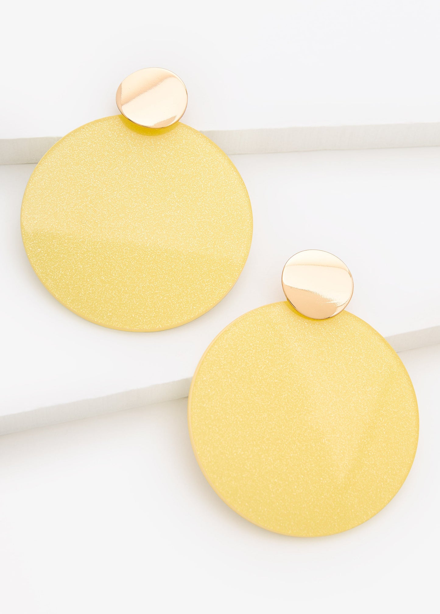 Ashley Stewart Glittered Disk Earrings Spectra Yellow