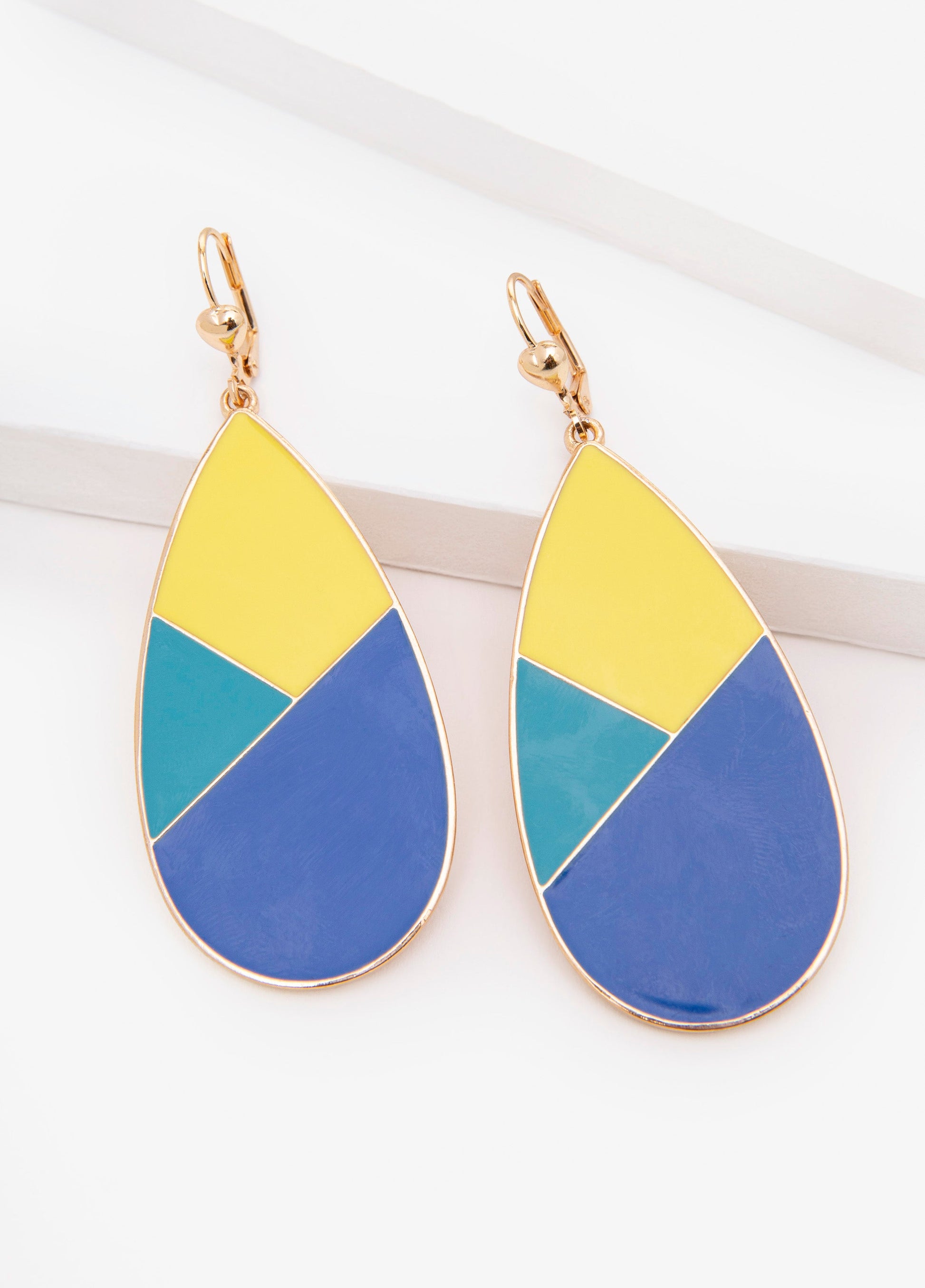 Ashley Stewart Colorblock Teardrop Earrings Multi