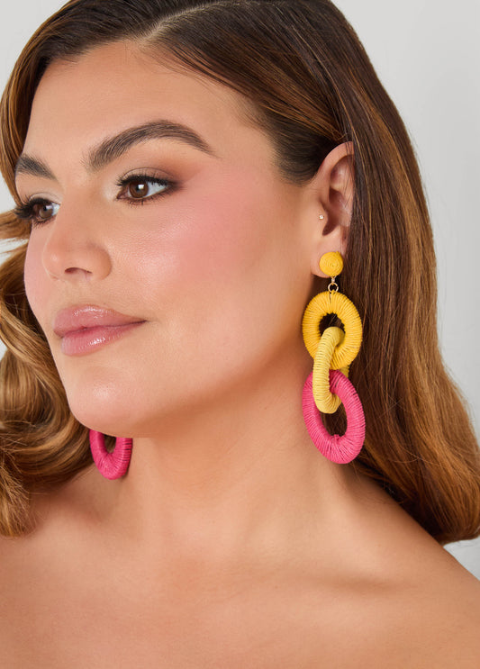 Ashley Stewart Tri Tone Link Earrings Multi