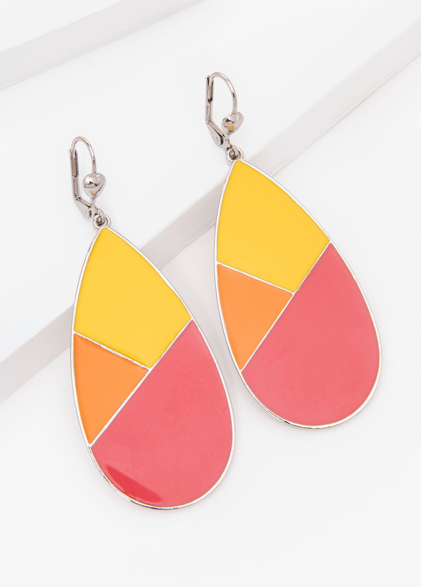Ashley Stewart Colorblocked Teardrop Earrings Multi