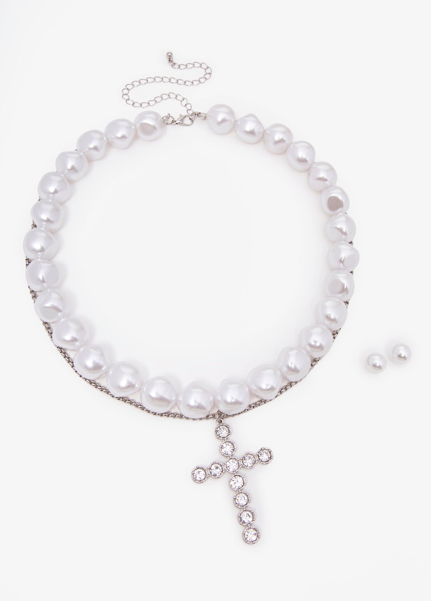 Ashley Stewart Cross Layered Necklace Set Silver