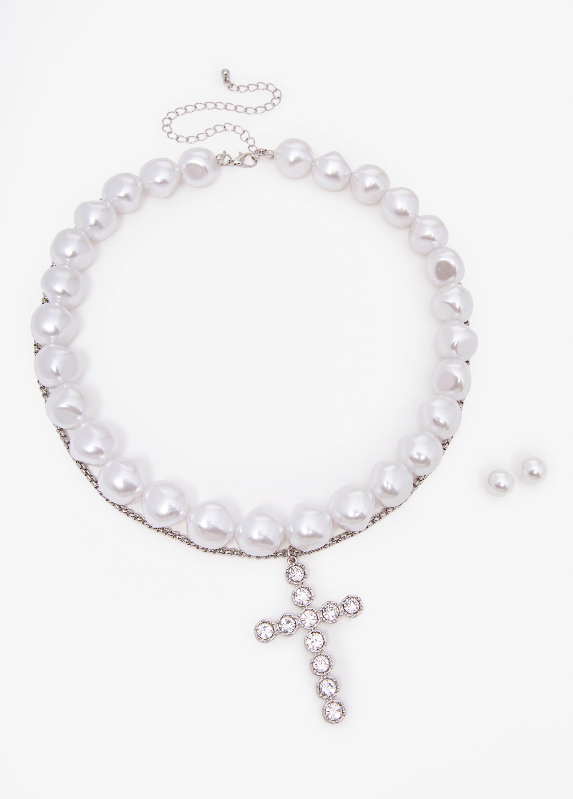 Ashley Stewart Cross Layered Necklace Set Silver