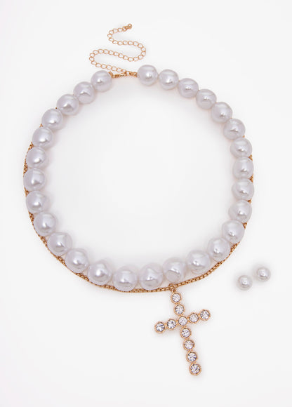 Ashley Stewart Layered Cross Necklace Set Gold