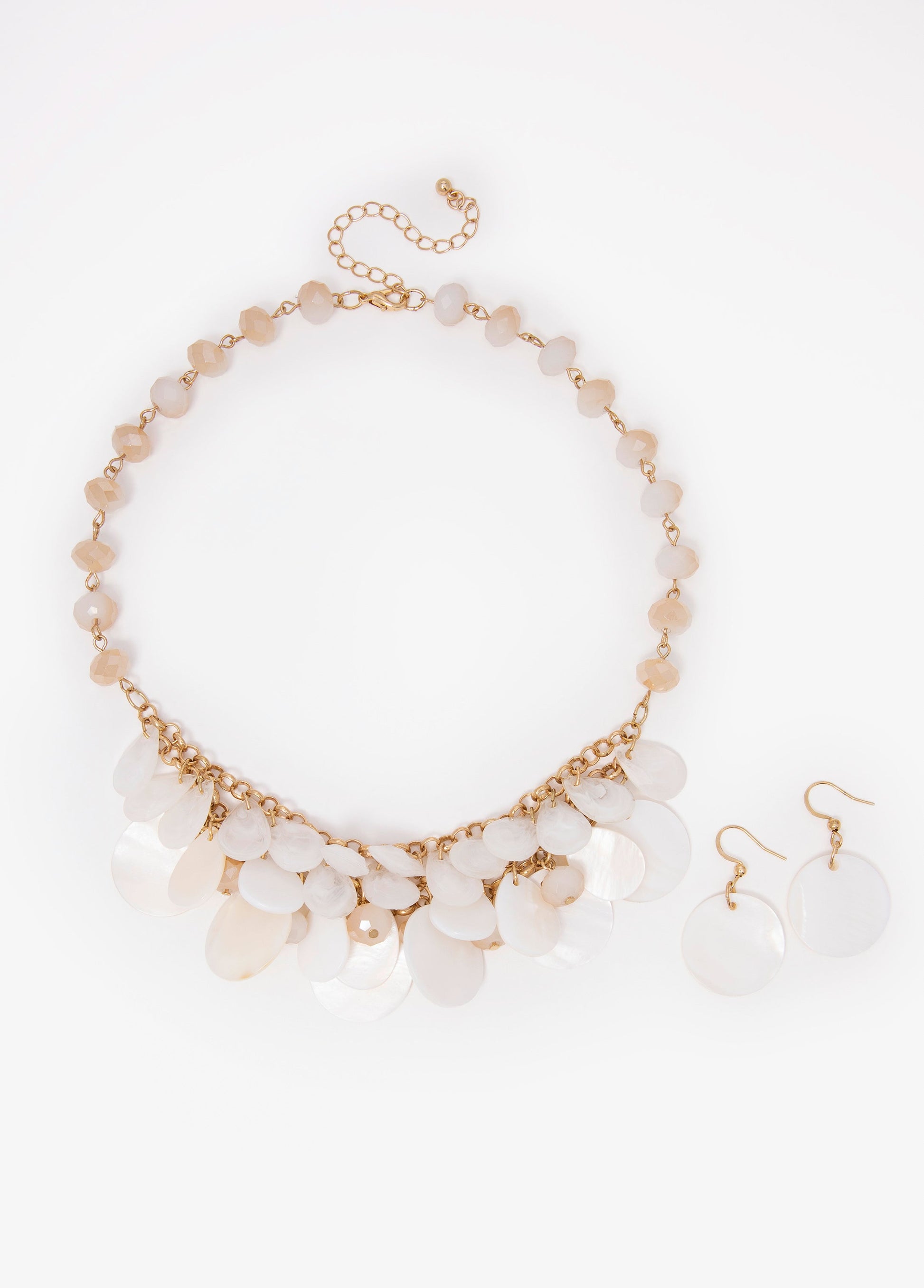 Ashley Stewart Faux Mother Of Pearl Necklace Set White