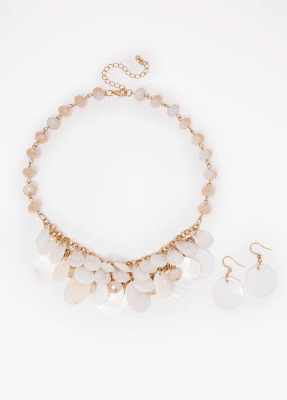 Ashley Stewart Faux Mother Of Pearl Necklace Set White