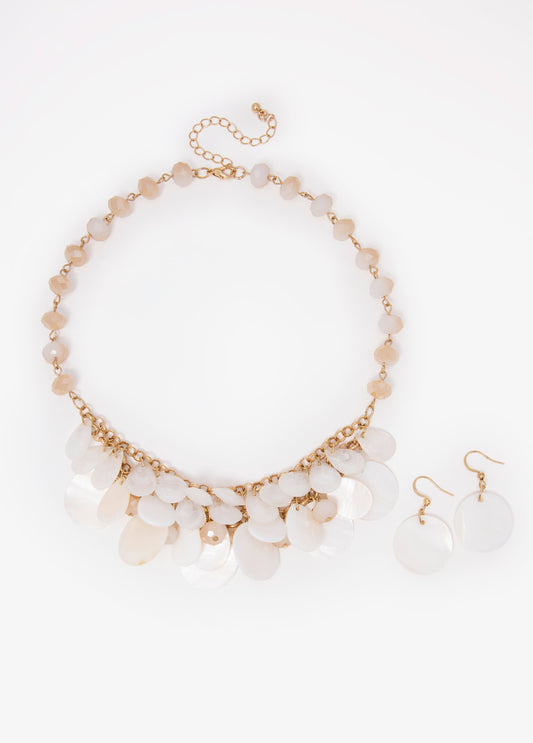 Ashley Stewart Faux Mother Of Pearl Necklace Set White