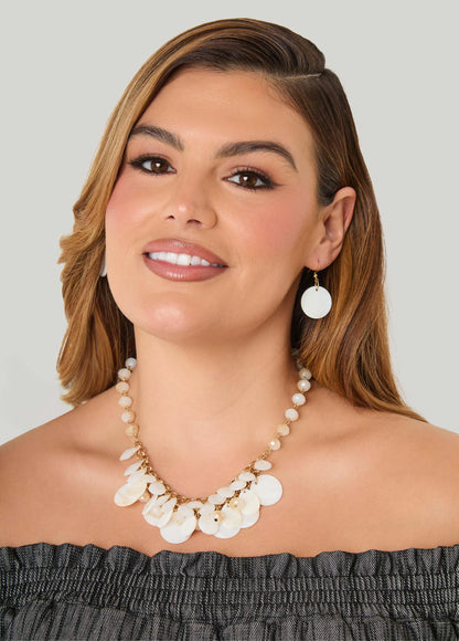Ashley Stewart Faux Mother Of Pearl Necklace Set White