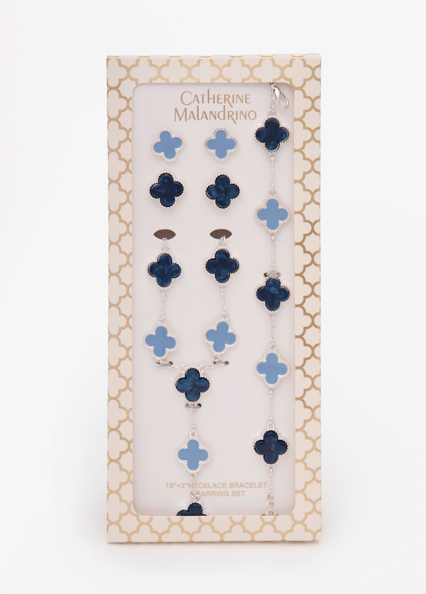 Ashley Stewart Four Piece Clover Necklace Set Victoria Blue