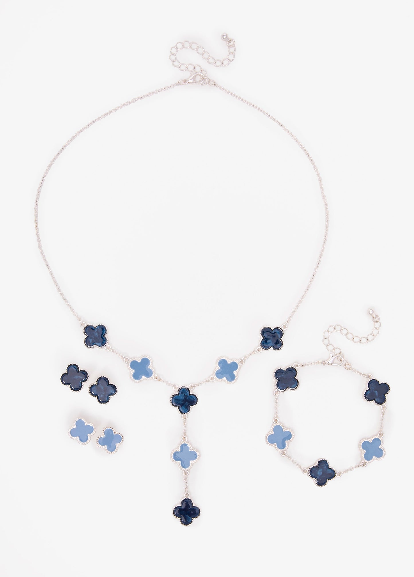 Ashley Stewart Four Piece Clover Necklace Set Victoria Blue