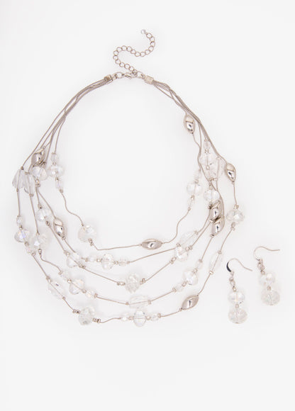 Ashley Stewart Silver Tone Bead Necklace Set Silver