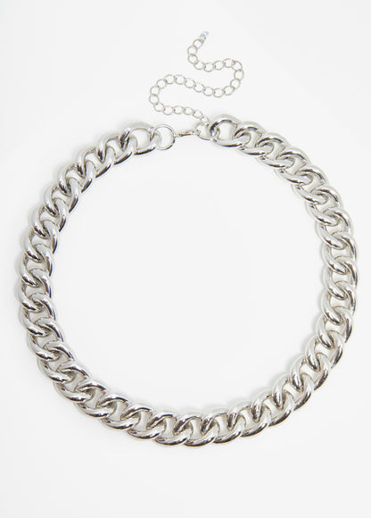 Ashley Stewart Silver Tone Chain Link Necklace Silver