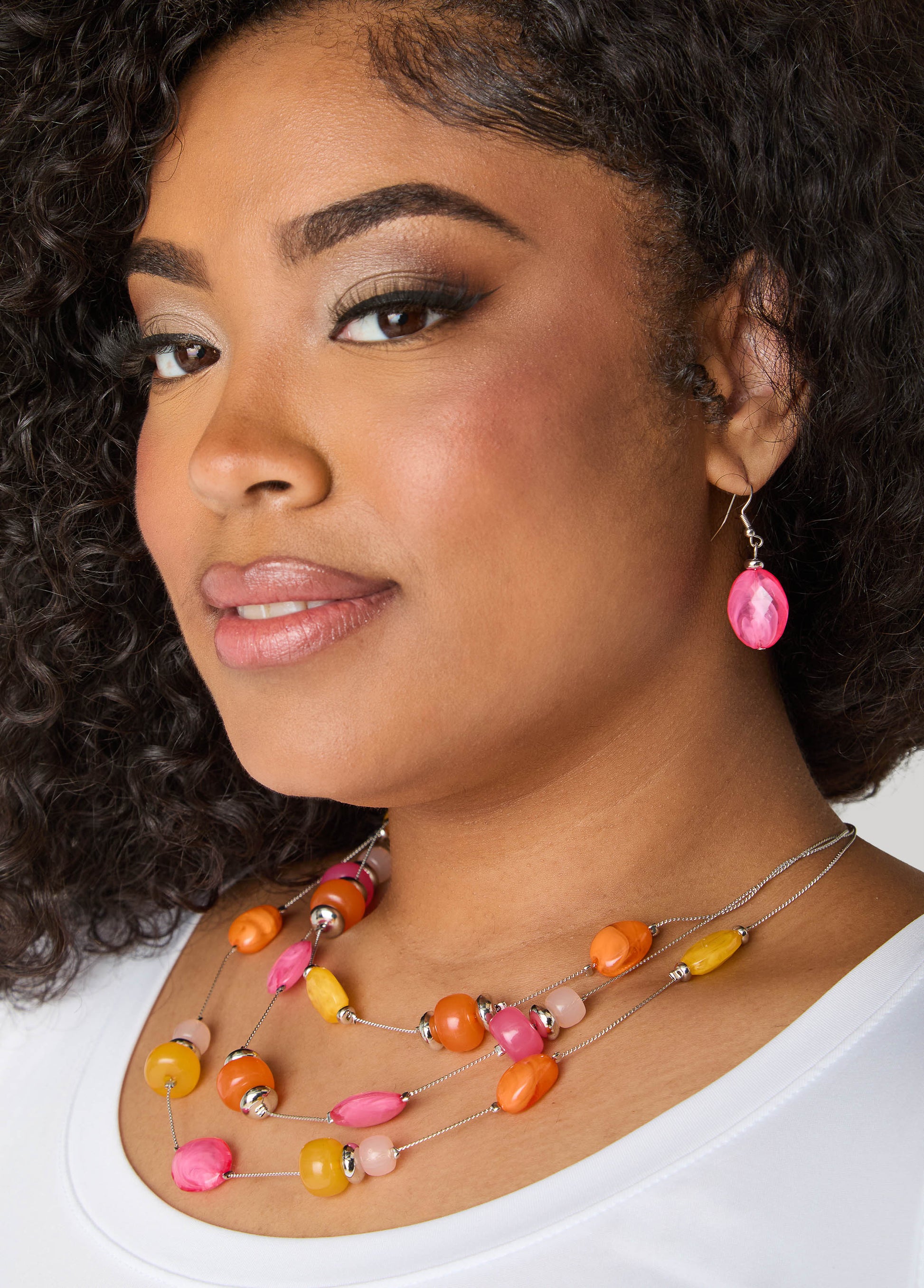 Ashley Stewart Tiered Beaded Necklace Set Multi