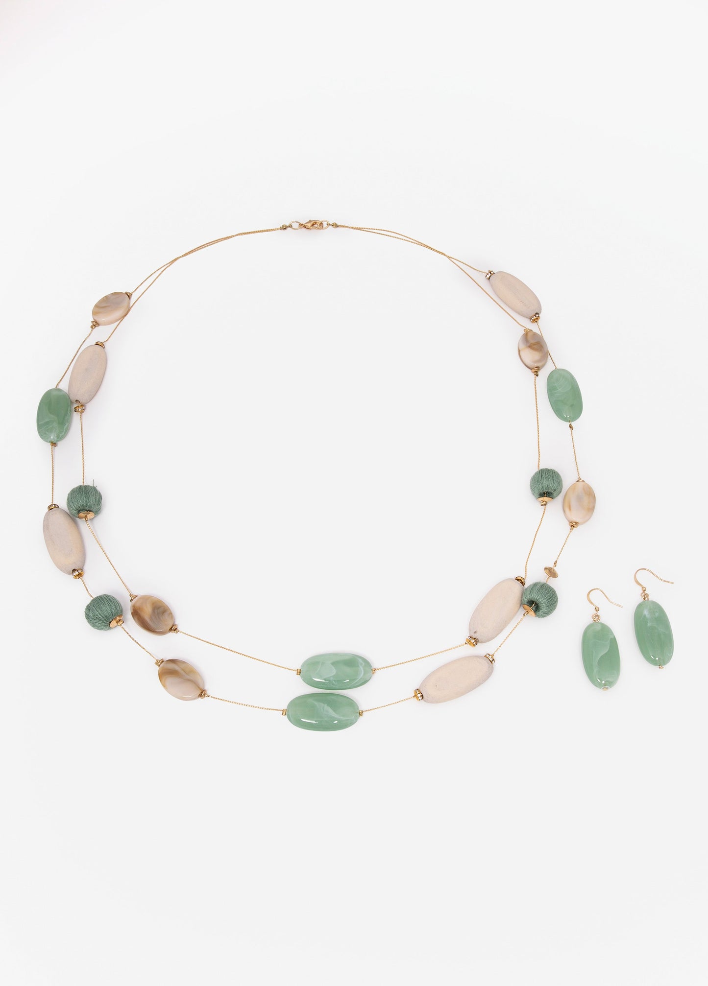 Ashley Stewart Threaded Stone Necklace Set Multi
