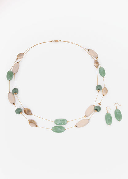 Ashley Stewart Threaded Stone Necklace Set Multi