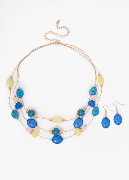 Ashley Stewart Beaded Tiered Necklace Set Multi