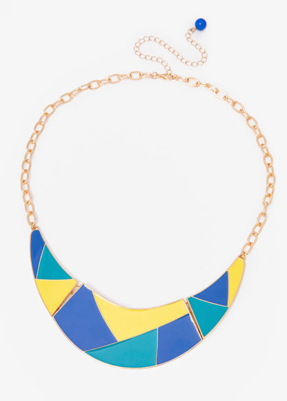 Ashley Stewart Colorblock Crescent Necklace Multi