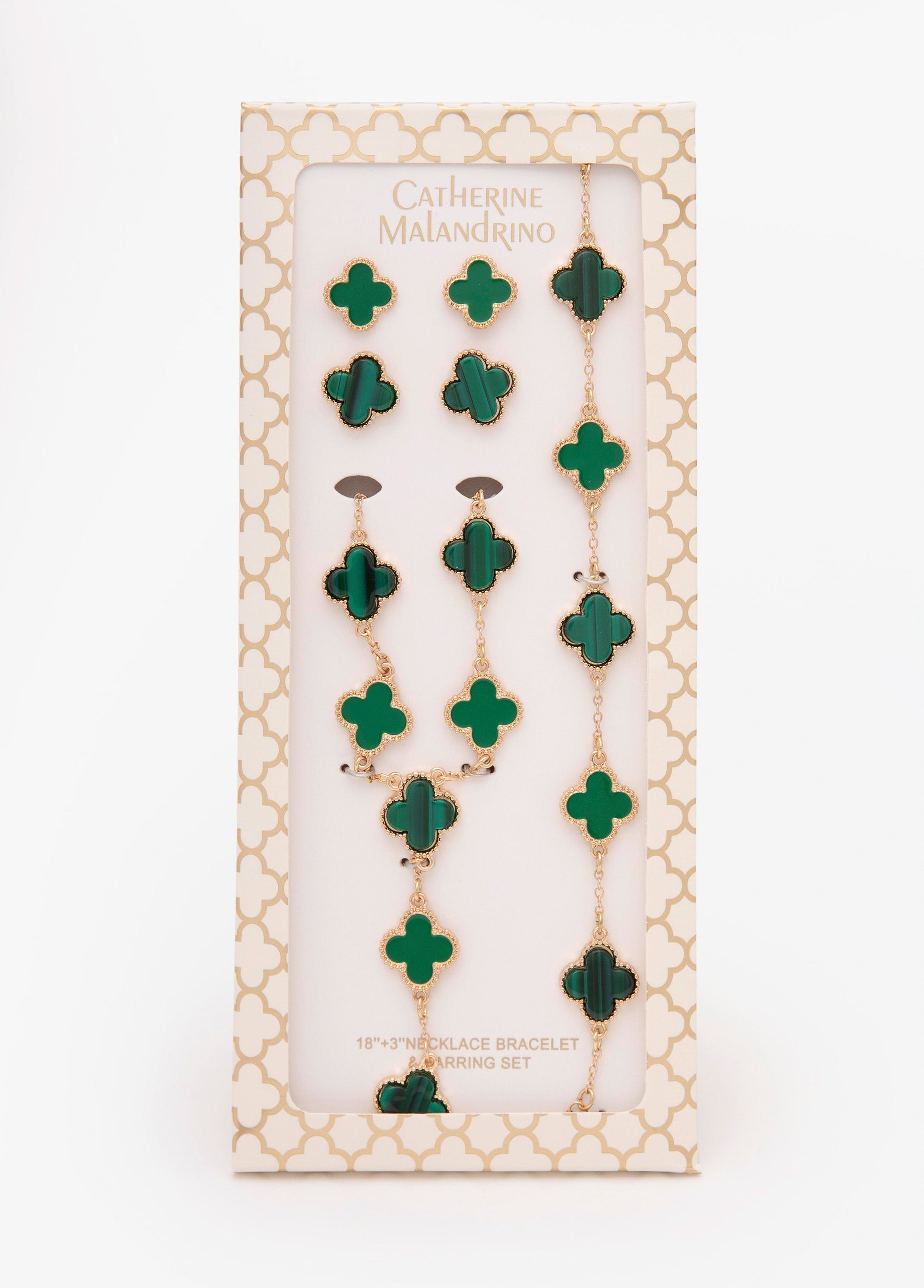 Ashley Stewart 4 Piece Clover Necklace Set Bud Green