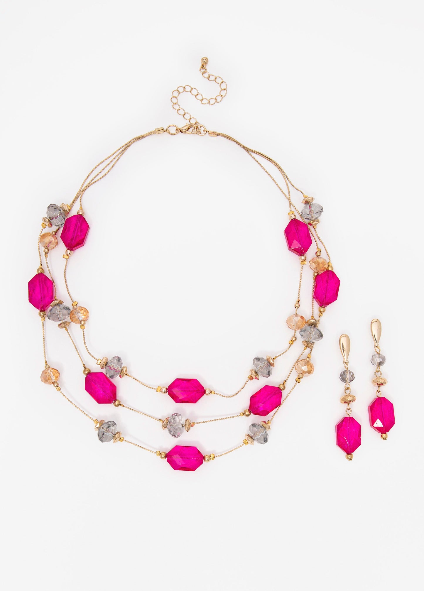 Ashley Stewart Layered Beaded Necklace Set Calypso Coral