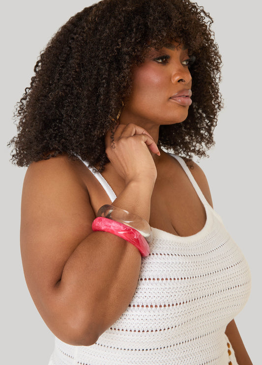 Ashley Stewart Marbled Bangle Set Calypso Coral