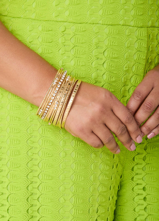 Ashley Stewart Set Of 13 Gold Tone Bangles Gold