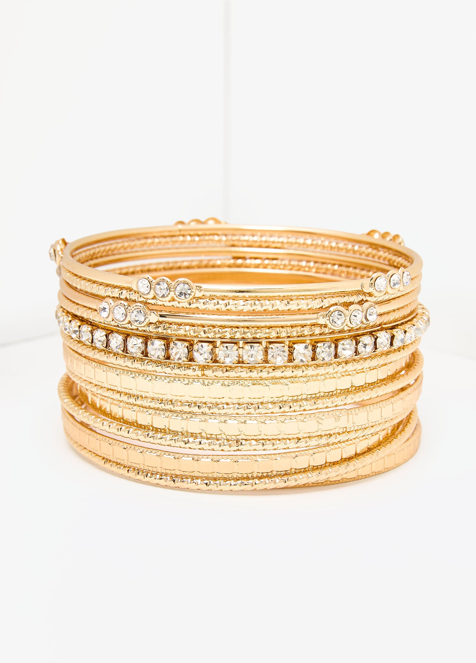 Ashley Stewart Set Of 13 Gold Tone Bangles Gold