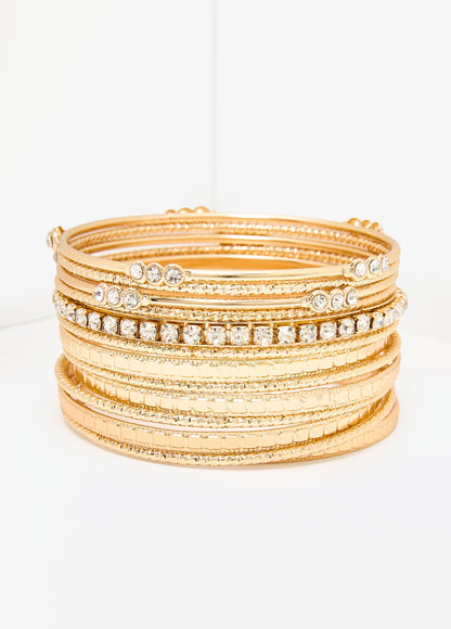 Ashley Stewart Set Of 13 Gold Tone Bangles Gold