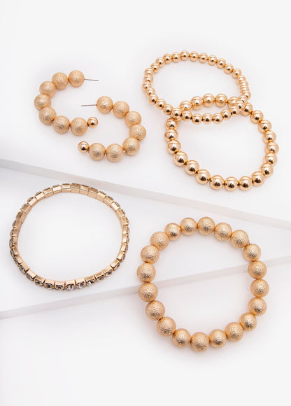 Ashley Stewart Gold Bracelet And Earrings Set Gold