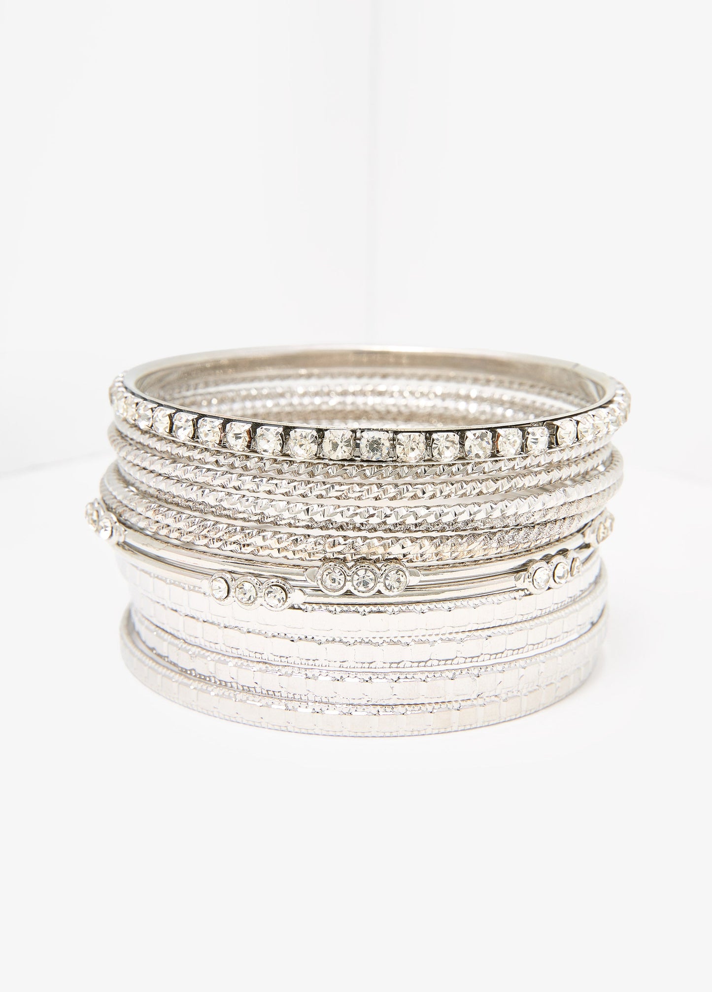 Ashley Stewart Set Of 13 Silver Tone Bangles Silver