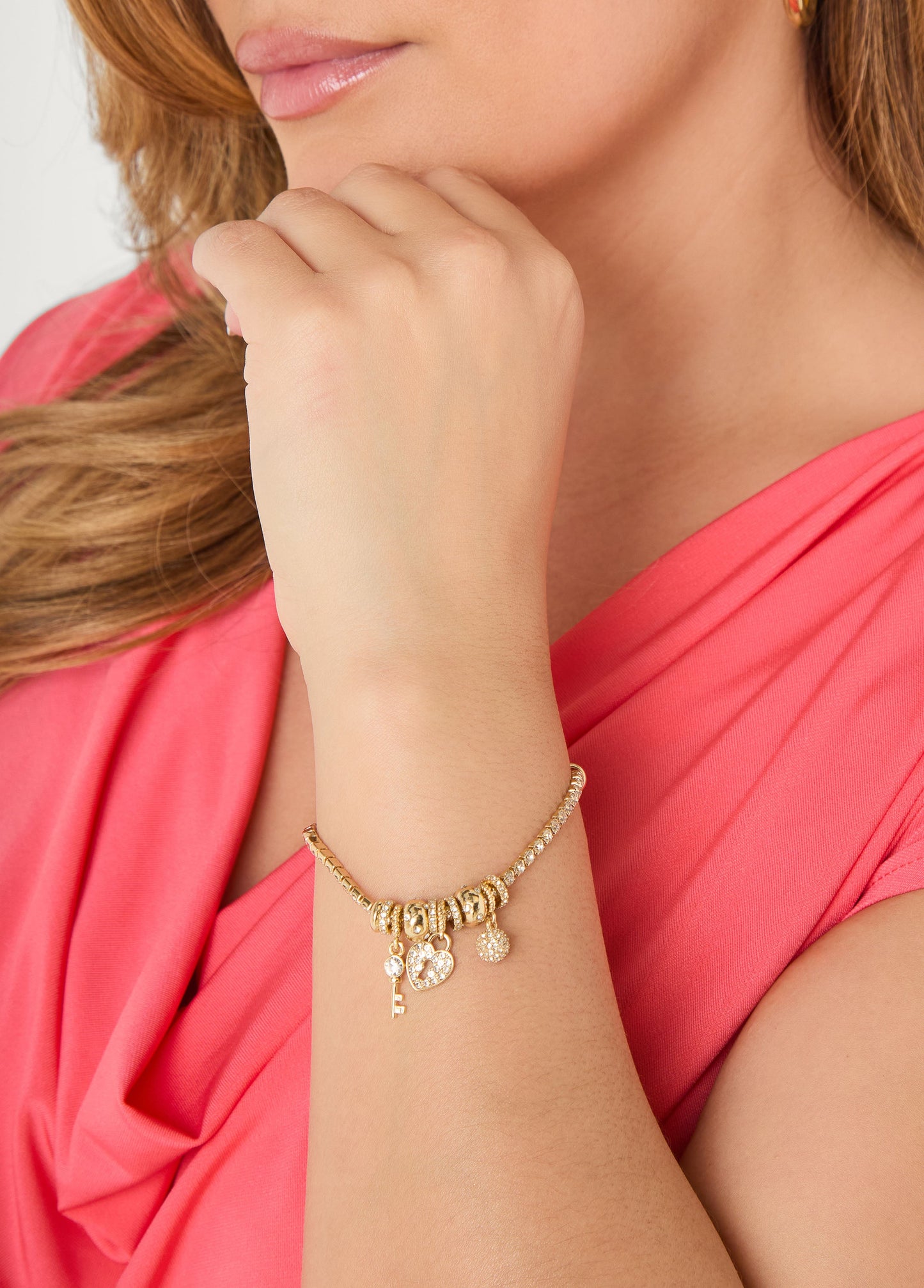 Ashley Stewart Heart Charm Bracelet Gold
