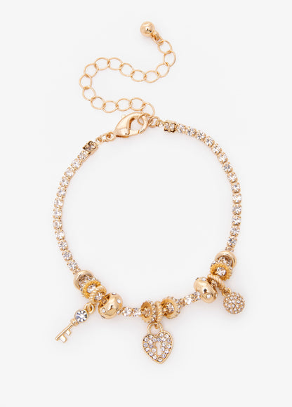 Ashley Stewart Heart Charm Bracelet Gold